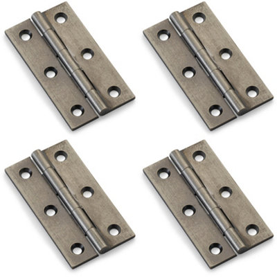 B&Q -  4 PackPair Solid Brass Cabinet Butt Hinge64mmPewter Premium Cupboard Fixings