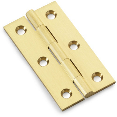 B&Q -  Pair Solid Brass Cabinet Butt Hinge64mmSatin Brass Premium Cupboard Fixing