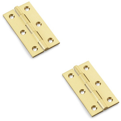 B&Q -  2 PackPair Solid Brass Cabinet Butt Hinge64mmSatin Brass Premium Cupboard Fixing