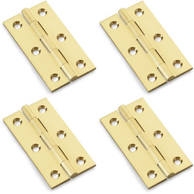 B&Q -  4 PackPair Solid Brass Cabinet Butt Hinge64mmSatin Brass Premium Cupboard Fixing