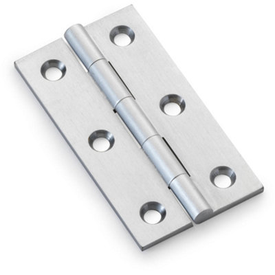 B&Q -  Pair Solid Brass Cabinet Butt Hinge64mmSatin Chrome Premium Cupboard