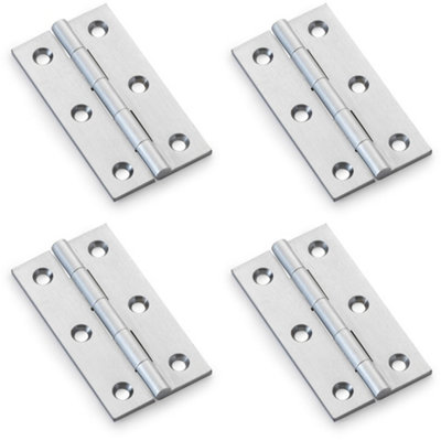 B&Q -  4 PackPair Solid Brass Cabinet Butt Hinge64mmSatin Chrome Premium Cupboard