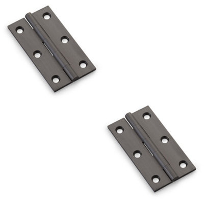 B&Q -  2 PackPair Solid Brass Cabinet Butt Hinge75mmDark Bronze Premium Cupboard