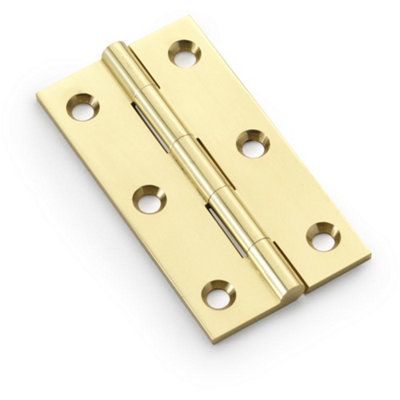B&Q -  Pair Solid Brass Cabinet Butt Hinge75mmPolished Brass Premium Cupboard