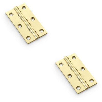 B&Q -  2 PackPair Solid Brass Cabinet Butt Hinge75mmPolished Brass Premium Cupboard