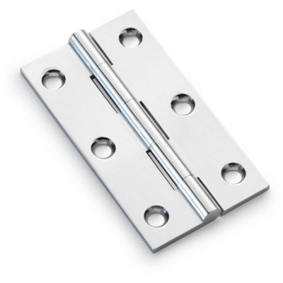 B&Q -  Pair Solid Brass Cabinet Butt Hinge75mmPolished Chrome Premium Cupboard
