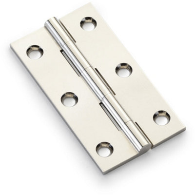 B&Q -  Pair Solid Brass Cabinet Butt Hinge75mmPolished Nickel Premium Cupboard