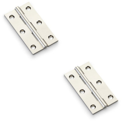 B&Q -  2 PackPair Solid Brass Cabinet Butt Hinge75mmPolished Nickel Premium Cupboard