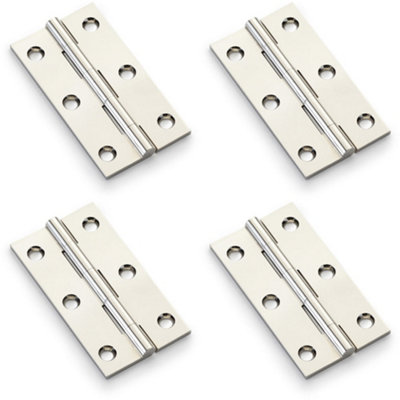 B&Q -  4 PackPair Solid Brass Cabinet Butt Hinge75mmPolished Nickel Premium Cupboard