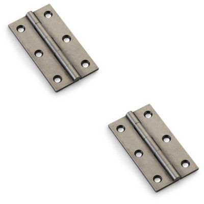 B&Q -  2 PackPair Solid Brass Cabinet Butt Hinge75mmPewter Premium Cupboard Fixings