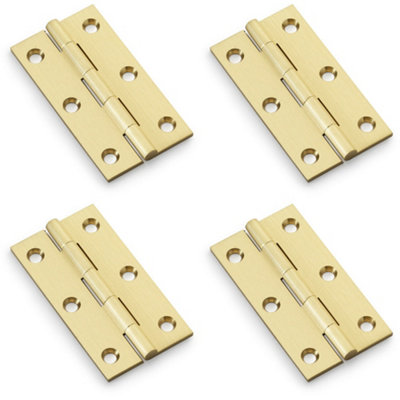B&Q -  4 PackPair Solid Brass Cabinet Butt Hinge75mmSatin Brass Premium Cupboard Fixing