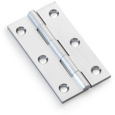 B&Q -  Pair Solid Brass Cabinet Butt Hinge75mmSatin Chrome Premium Cupboard