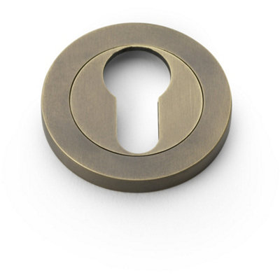 Loops Screwless Round Euro Profile EscutcheonItalian Brass 50mm Door Key Plate from B&Q