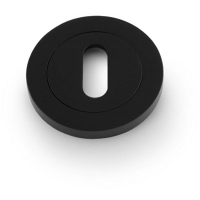 Loops Screwless Round Standard Profile EscutcheonMatt Black 50mm Lock Key Plate from B&Q