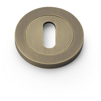 Loops Screwless Round Standard Profile EscutcheonItalian Brass 50mm Lock Key Plate from B&Q