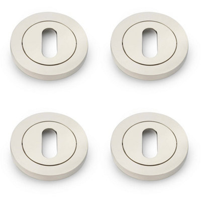B&Q -  4 PackScrewless Round Standard Profile Escutcheon Polished Nickel 50mm Lock Key Plate