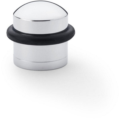 Loops Rubber Tip Dome Top Floor Mounted DoorstopPolished Chrome 39mm Dia Round Door from B&Q