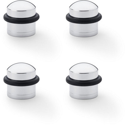 Loops 4 PackRubber Tip Dome Top Floor Mounted DoorstopPolished Chrome 39mm Dia Round Door from B&Q