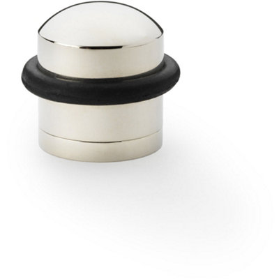 Loops Rubber Tip Dome Top Floor Mounted DoorstopPolished Nickel 39mm Dia Round Door from B&Q