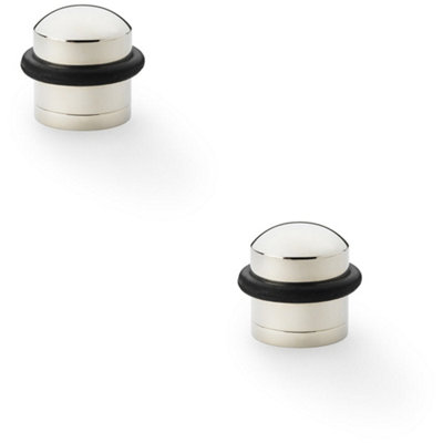 Loops 2 PackRubber Tip Dome Top Floor Mounted DoorstopPolished Nickel 39mm Dia Round Door from B&Q