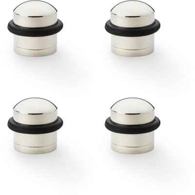 Loops 4 PackRubber Tip Dome Top Floor Mounted DoorstopPolished Nickel 39mm Dia Round Door from B&Q