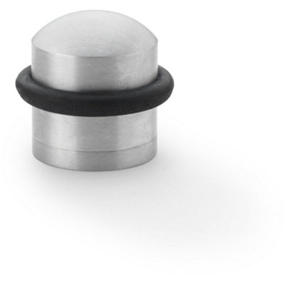 Loops Rubber Tip Dome Top Floor Mounted DoorstopSatin Chrome 39mm Dia Round Door from B&Q