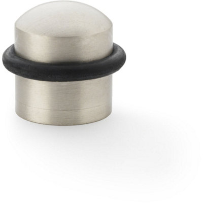 Loops Rubber Tip Dome Top Floor Mounted DoorstopSatin Nickel 39mm Dia Round Door from B&Q