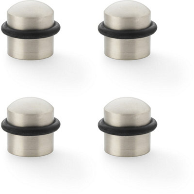 Loops 4 PackRubber Tip Dome Top Floor Mounted DoorstopSatin Nickel 39mm Dia Round Door from B&Q