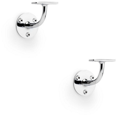 Loops 2 PackHeavy Duty Stair Handrail Bannister Bracket Arm Polished Chrome 82mm Proj Holder from B&Q