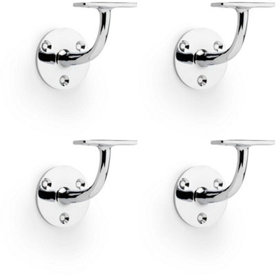 Loops 4 PackHeavy Duty Stair Handrail Bannister Bracket Arm Polished Chrome 82mm Proj Holder from B&Q