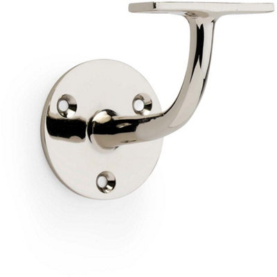 Loops Heavy Duty Stair Handrail Bannister Bracket Arm Polished Nickel 82mm Proj Holder from B&Q