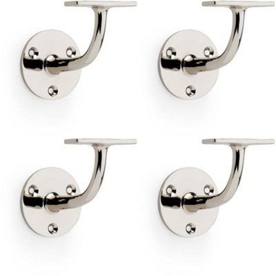 Loops 4 PackHeavy Duty Stair Handrail Bannister Bracket Arm Polished Nickel 82mm Proj Holder from B&Q