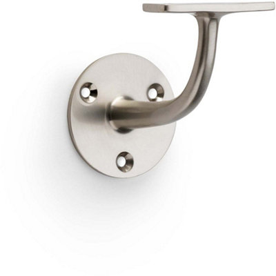 Loops Heavy Duty Stair Handrail Bannister Bracket ArmSatin Nickel 82mm Proj Holder from B&Q