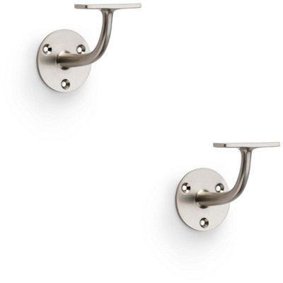 Loops 2 PackHeavy Duty Stair Handrail Bannister Bracket ArmSatin Nickel 82mm Proj Holder from B&Q