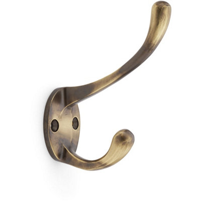 B&Q -  Solid Brass Victorian Hat & Coat HookWall Mounted HolderAntique Brass