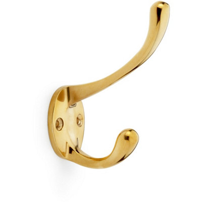 B&Q -  Solid Brass Victorian Hat & Coat HookWall Mounted HolderPolished Brass