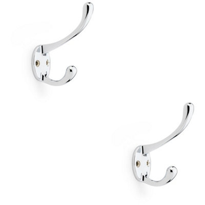 B&Q -  2 PackSolid Brass Victorian Hat & Coat HookWall Mounted HolderPolished Chrome