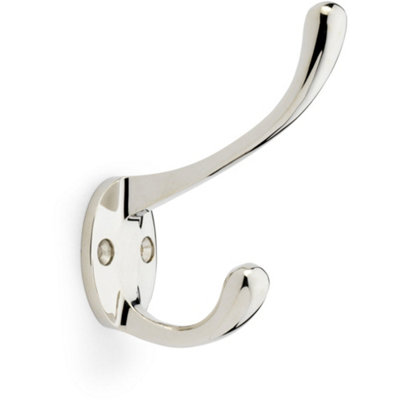 B&Q -  Solid Brass Victorian Hat & Coat HookWall Mounted HolderPolished Nickel