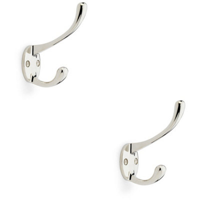 B&Q -  2 PackSolid Brass Victorian Hat & Coat HookWall Mounted HolderPolished Nickel