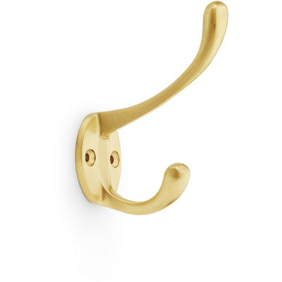 B&Q -  Solid Brass Victorian Hat & Coat HookWall Mounted HolderSatin Brass