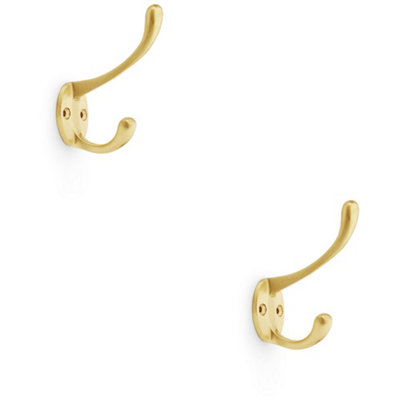 B&Q -  2 PackSolid Brass Victorian Hat & Coat HookWall Mounted HolderSatin Brass