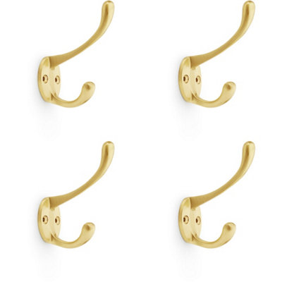 B&Q -  4 PackSolid Brass Victorian Hat & Coat HookWall Mounted HolderSatin Brass