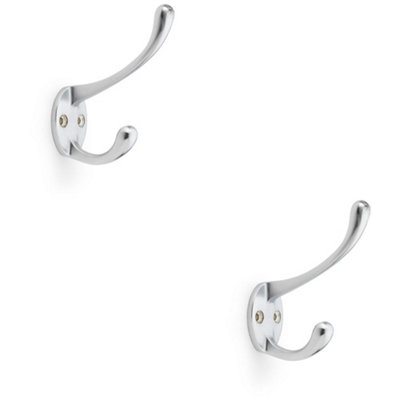 B&Q -  2 PackSolid Brass Victorian Hat & Coat HookWall Mounted HolderSatin Chrome
