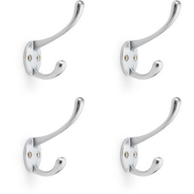 B&Q -  4 PackSolid Brass Victorian Hat & Coat HookWall Mounted HolderSatin Chrome