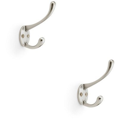 B&Q -  2 PackSolid Brass Victorian Hat & Coat HookWall Mounted HolderSatin Nickel