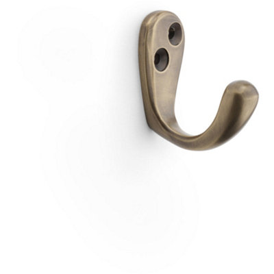 B&Q -  Solid Brass Victorian Single Robe Coat HookWall Mounted Holder Antique Brass