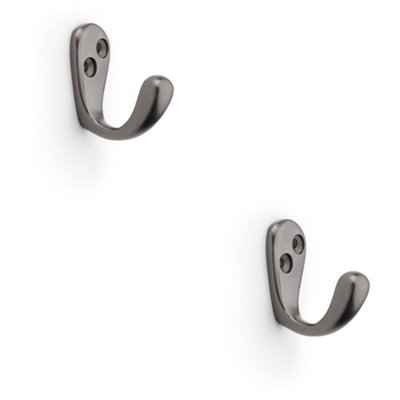 B&Q -  2 PackSolid Brass Victorian Single Robe Coat HookWall Mounted Holder Dark Bronze