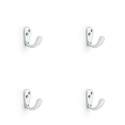 B&Q -  4 PackSolid Brass Victorian Single Robe Coat HookWall Mounted Holder Satin Chrome