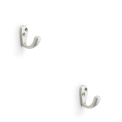 B&Q -  2 PackSolid Brass Victorian Single Robe Coat HookWall Mounted Holder Satin Nickel