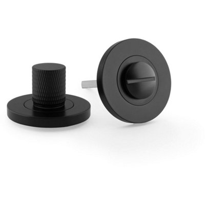 B&Q -  Modern Knurled Thumbturn & Release LockMatt BlackBathroom Door Wc